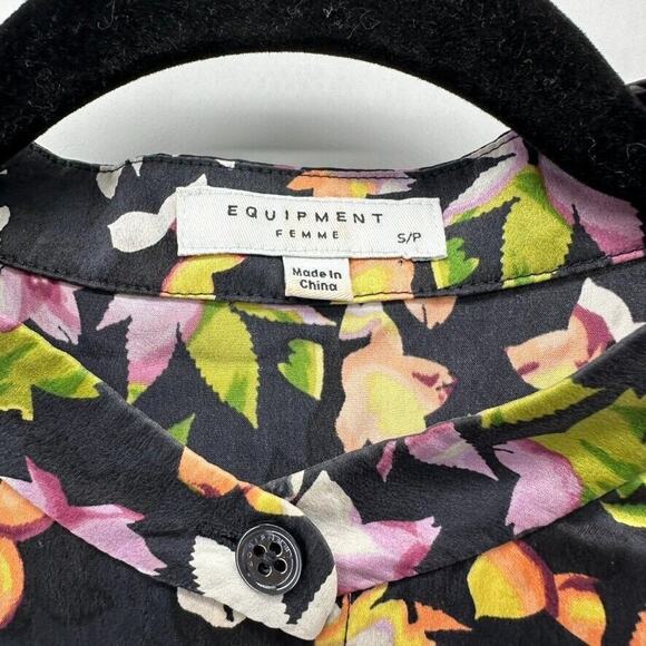 Equipment 100% Silk Button Front Shirt Women XS Floral‎ Cottage Boho Preppy City - Picture 4 of 10